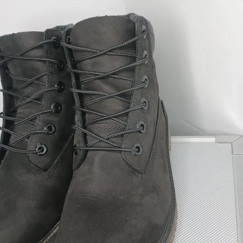 Timberland Mens Size 6 US 6.5 UK Black Suede Leather 6-Inch Boots Waterproof